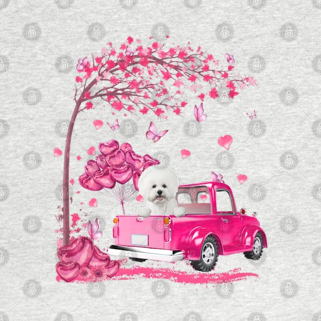 Valentine's Day Love Pickup Truck Bichon Frise by SuperMama1650